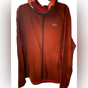 REI men’s size XL jacket zip front kangaroo pocket activewear workout